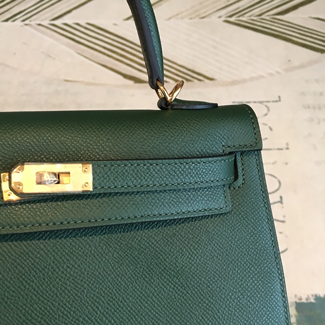 H**me5 Kelly Green For Women Gold Toned Hardware 10in/25cm