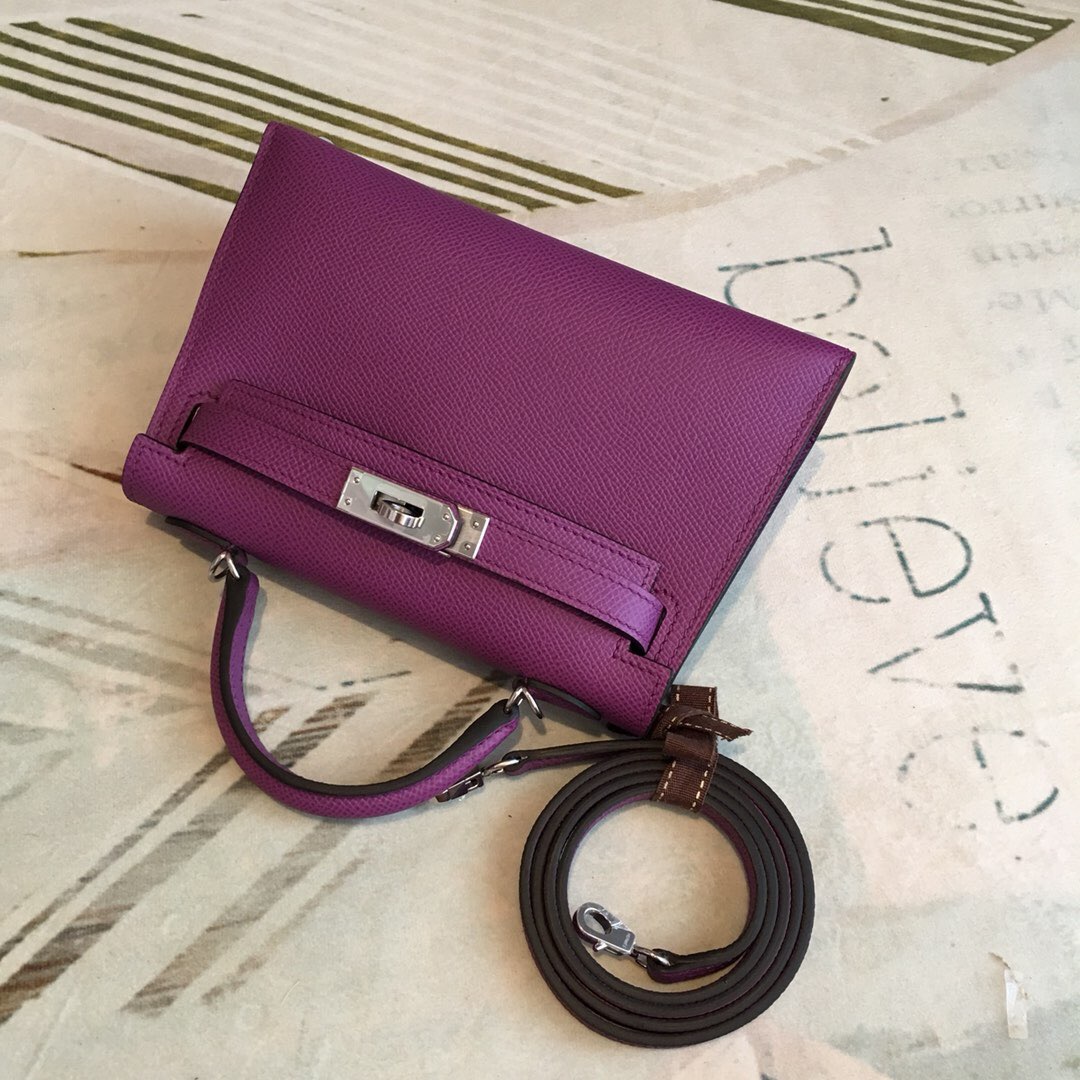 H**me5 Mini Kelly Violet For Women Silver Toned Hardware 7.5in/19cm