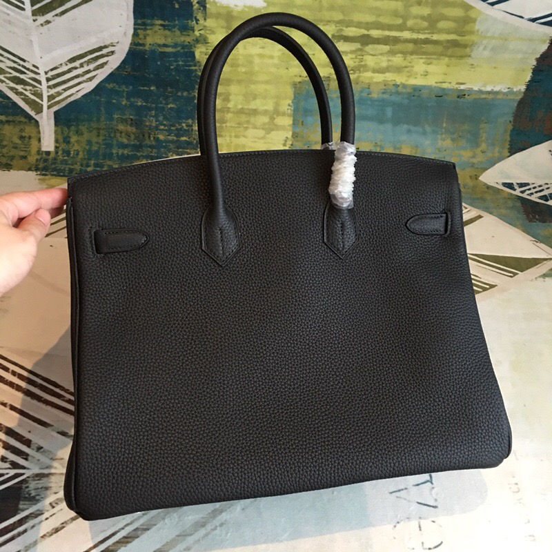 H**me5 Birkin Black For Women Silver Toned Hardware 11.8in/30cm