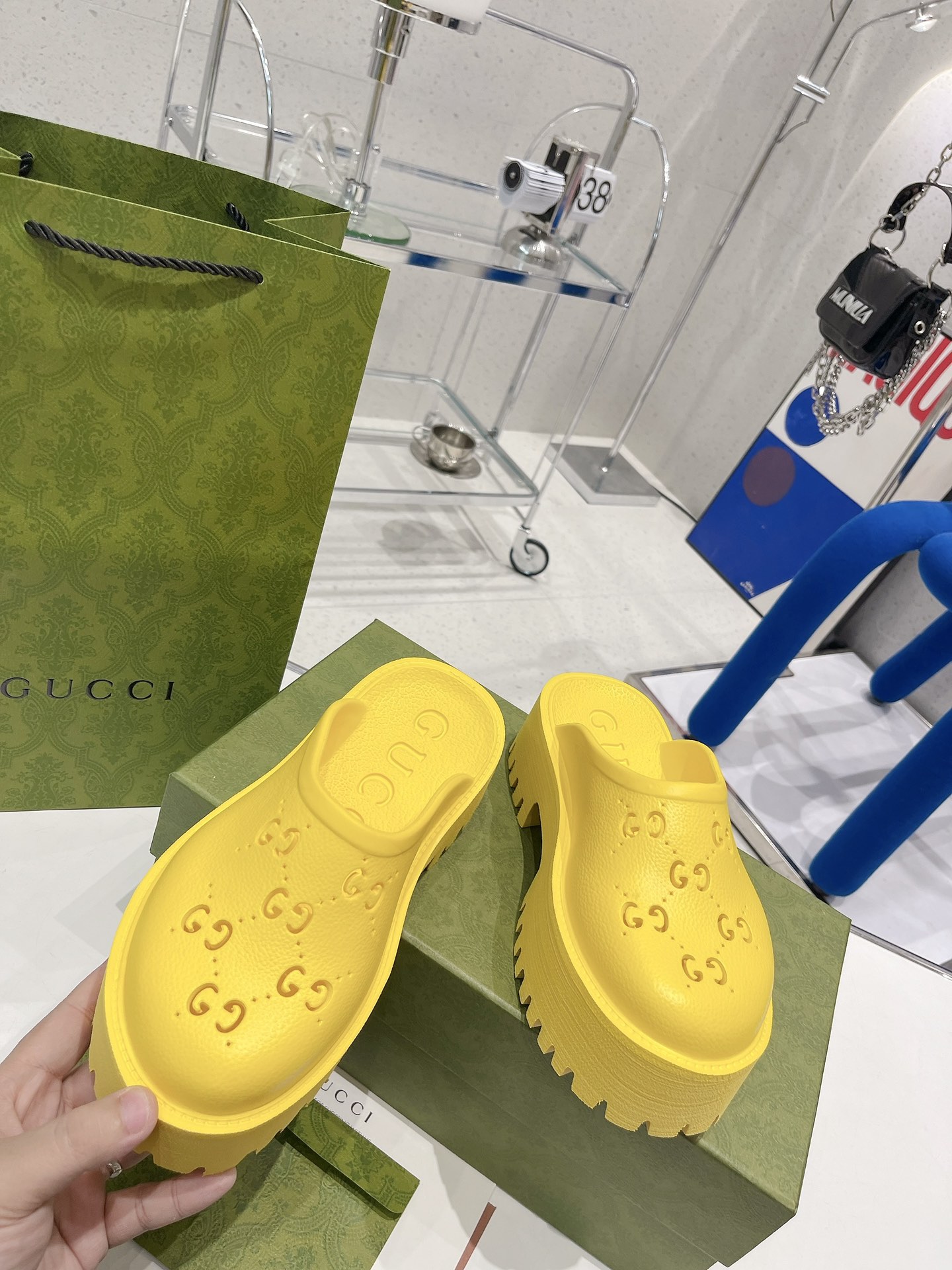 Gvc*1 Women’s Platform Perforated G Sandal Yellow For Women GG
