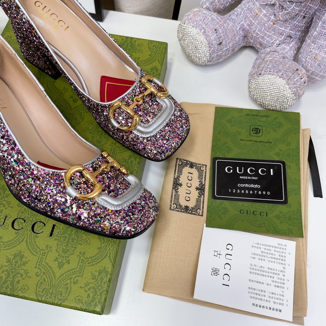 Gvc*1 Lovelight Mid-Heel Crystal Ballet Flat With Horsebit Multicolor For Women GG