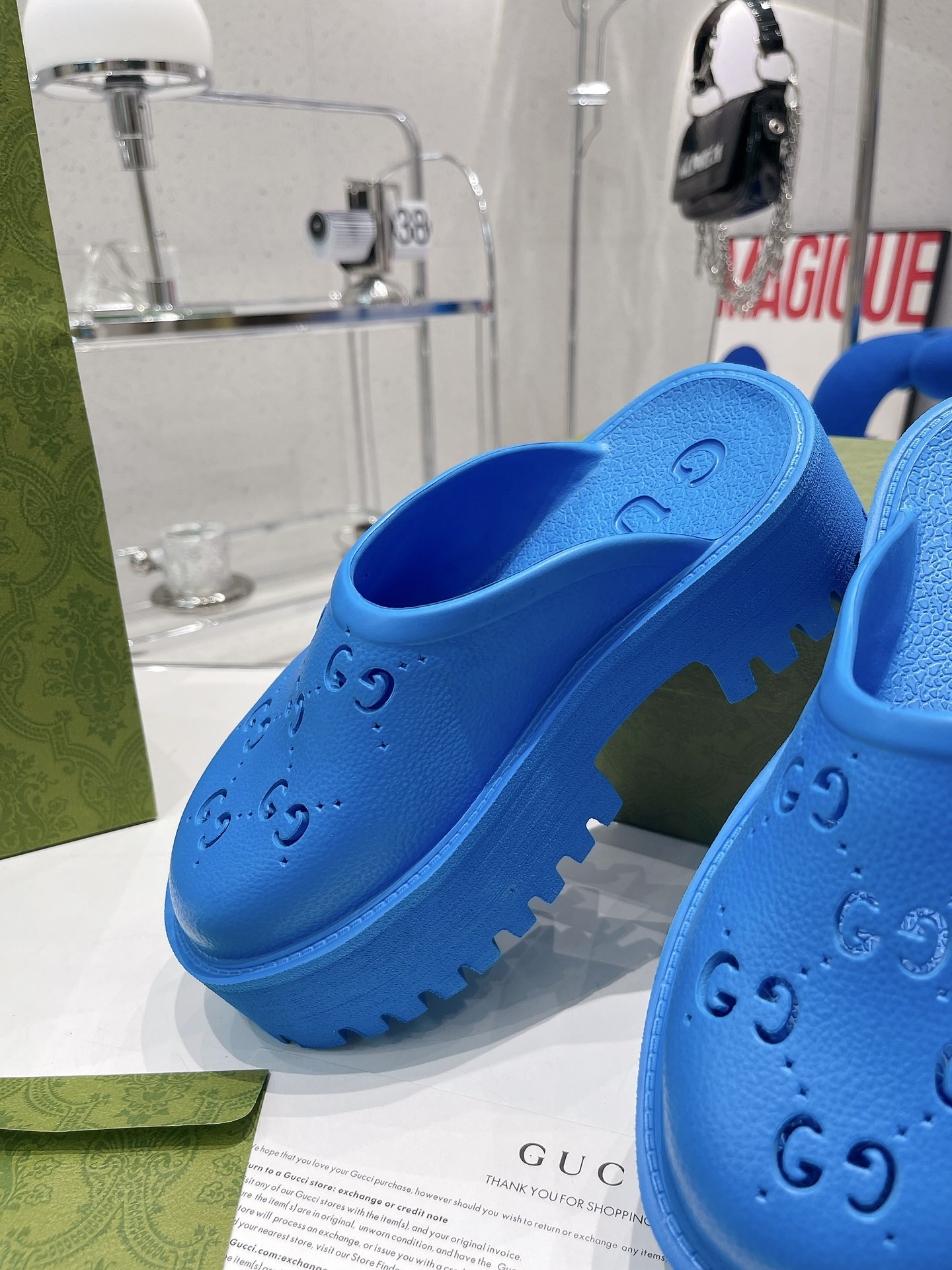 Gvc*1 Women’s Platform Perforated G Sandal Light Blue For Women GG