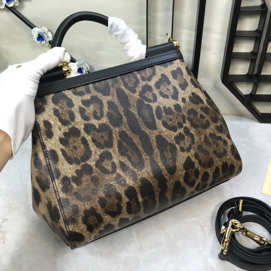 Dolce & Gabbana Leopard Print Medium Sicily Top Handle Bag Muticolour For Women 9.8in/25cm DG