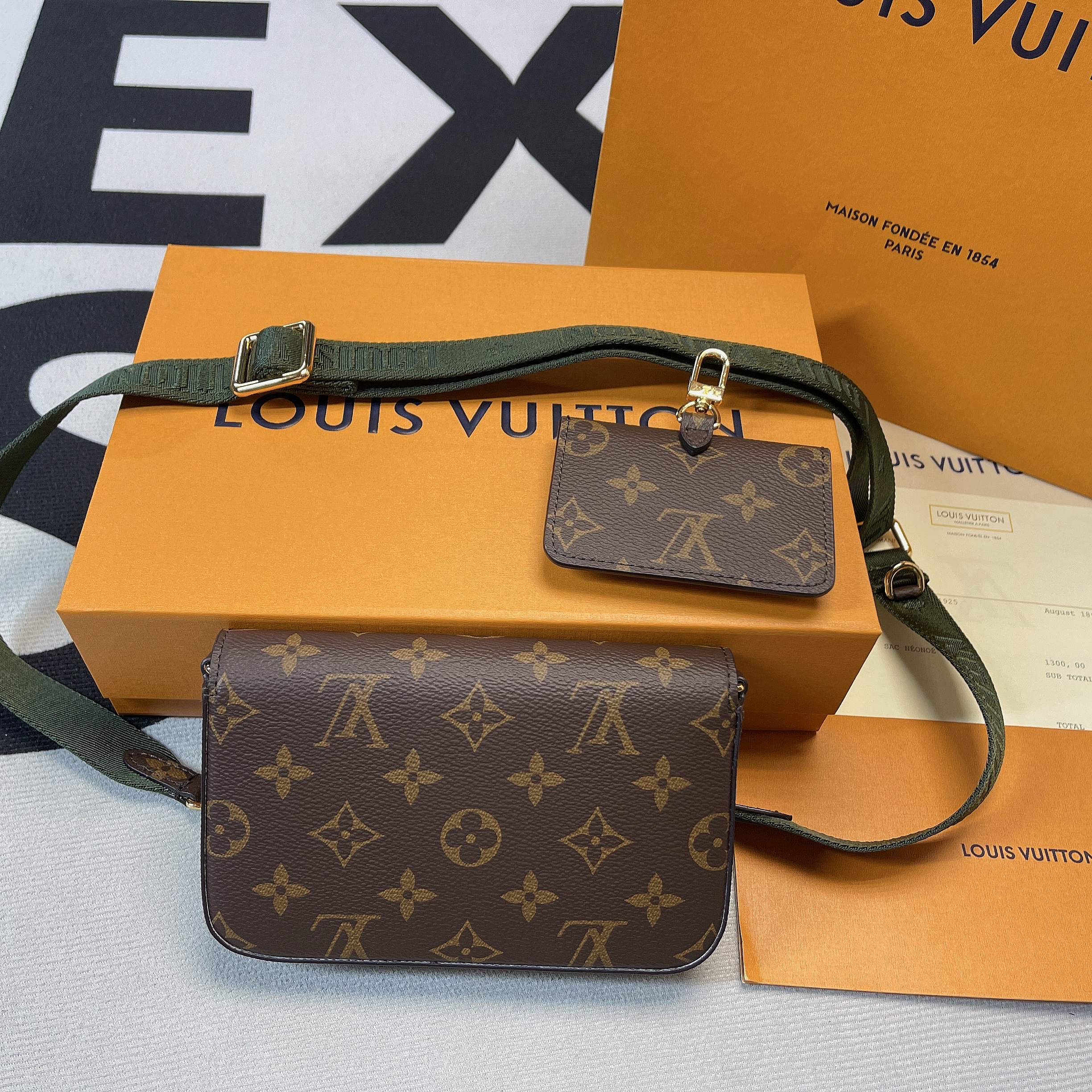 L0vis Vvtt0n Felicie Strap & Go Monogram Canvas Khaki Green For Women, Women’s Wallets 6.7in/17cm LV M80091