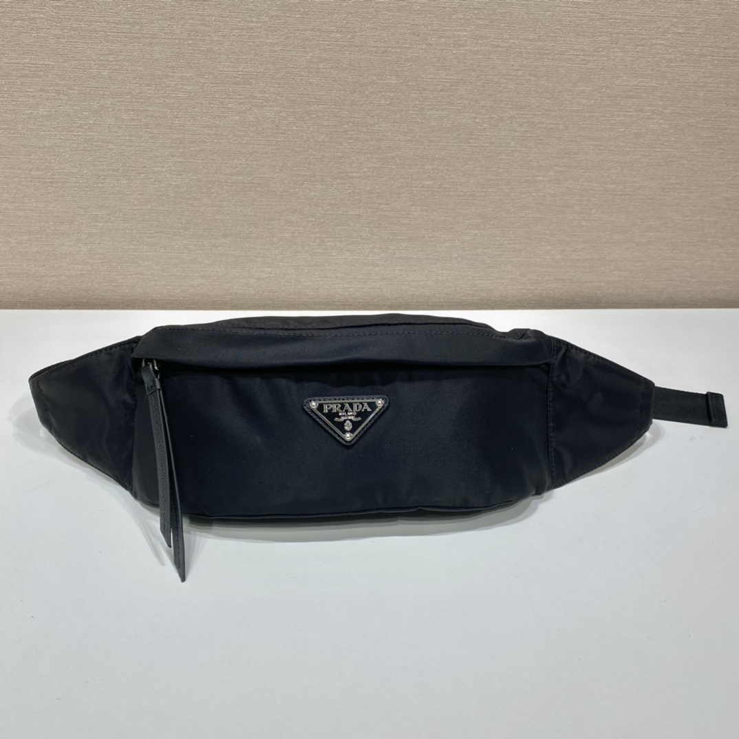Pra*a Re-Nylon And Saffiano Belt Bag Black For Women, Women’s Bags 10.2in/26cm 2VL034_2DMG_F0002_V_OOO