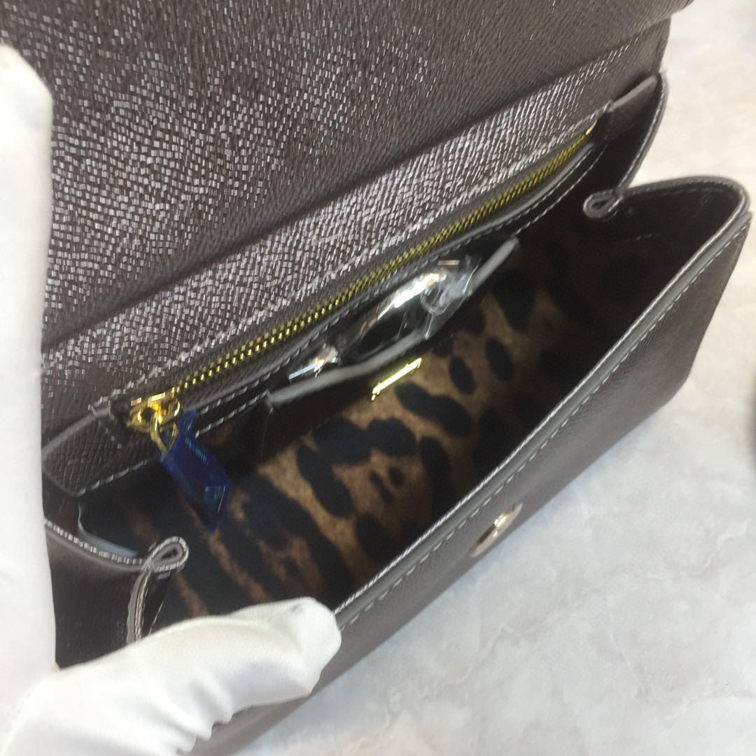 Dolce & Gabbana Medium Sicily Handbag In Dauphine Palladium For Women 10.2in/26cm DG