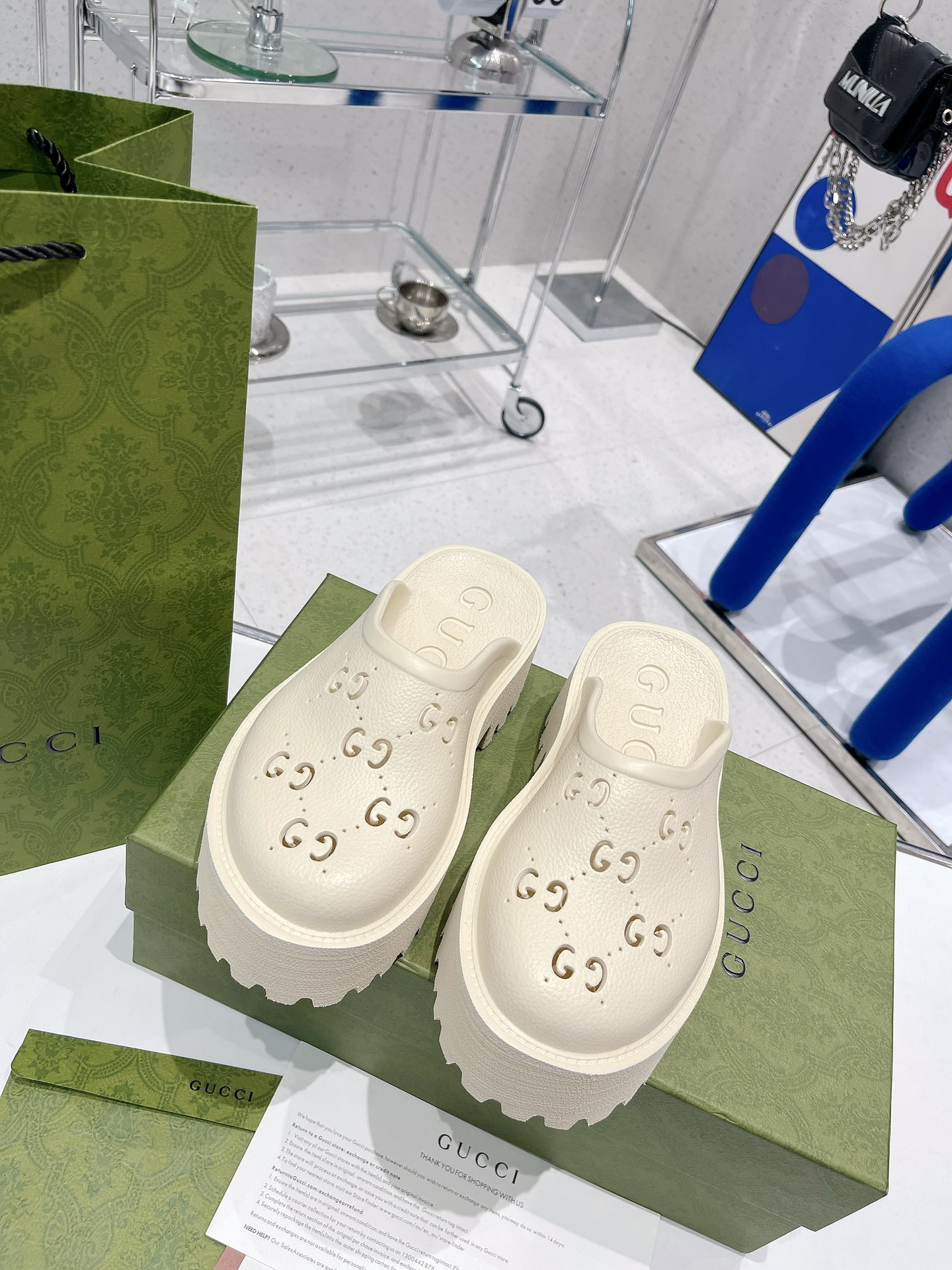 Gvc*1 Women’s Platform Perforated G Sandal White For Women GG