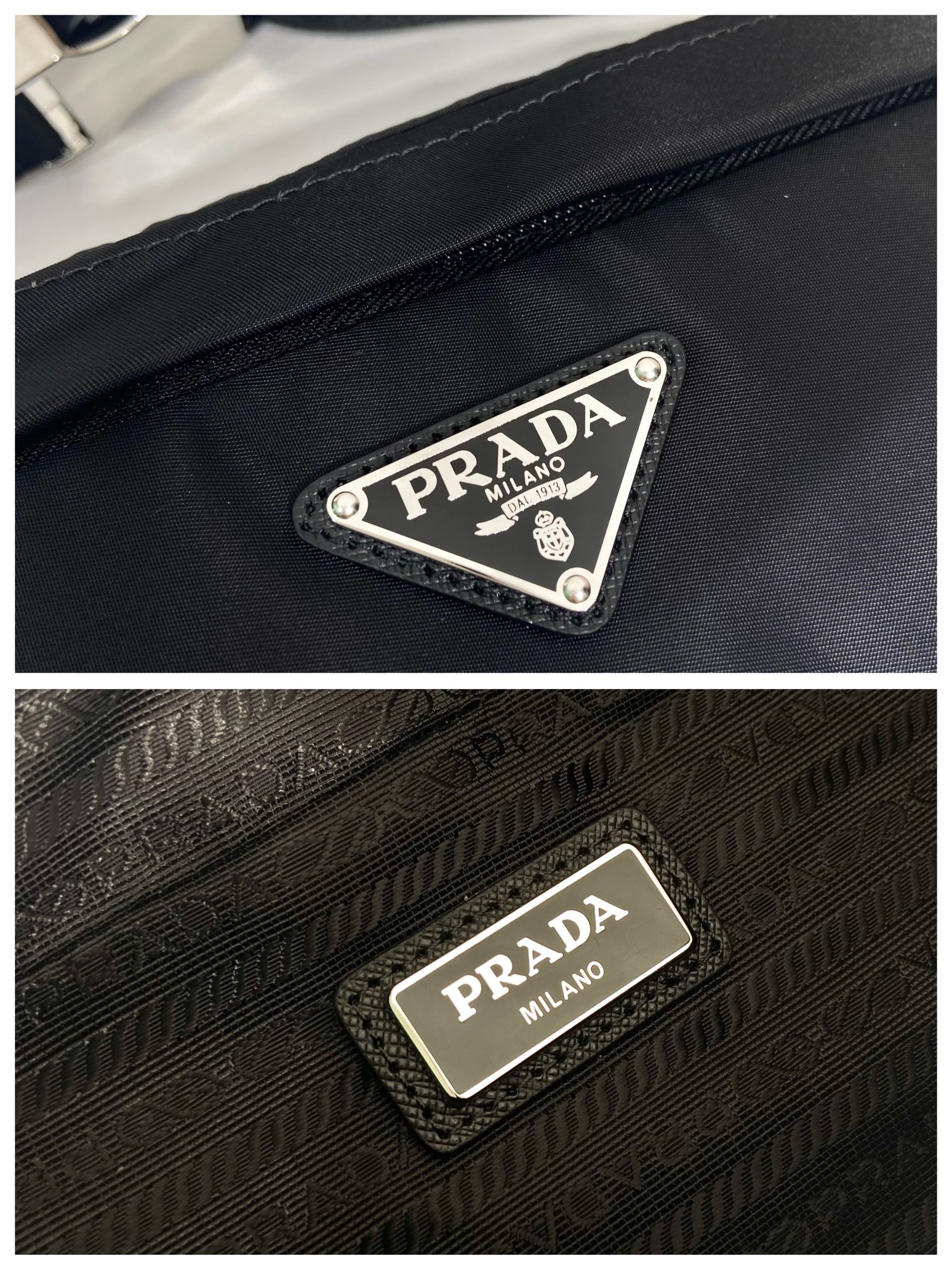 Pra*a Re-Nylon And Saffiano Belt Bag Black For Women, Women’s Bags 10.2in/26cm 2VL034_2DMG_F0002_V_OOO