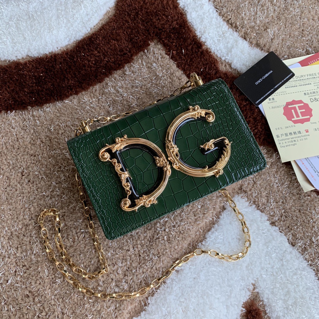 Dolce & Gabbana DG Girls Cross Body Bag Dark Green For Women 8.3in/21cm DG