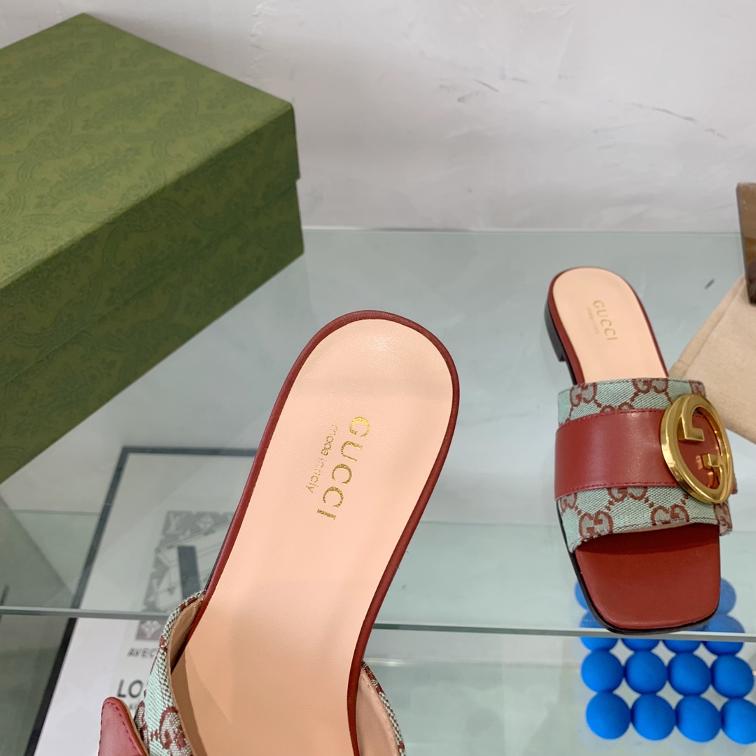 Gvc*1 Blondie Matelasse Canvas Slide Sandal Red For Women GG
