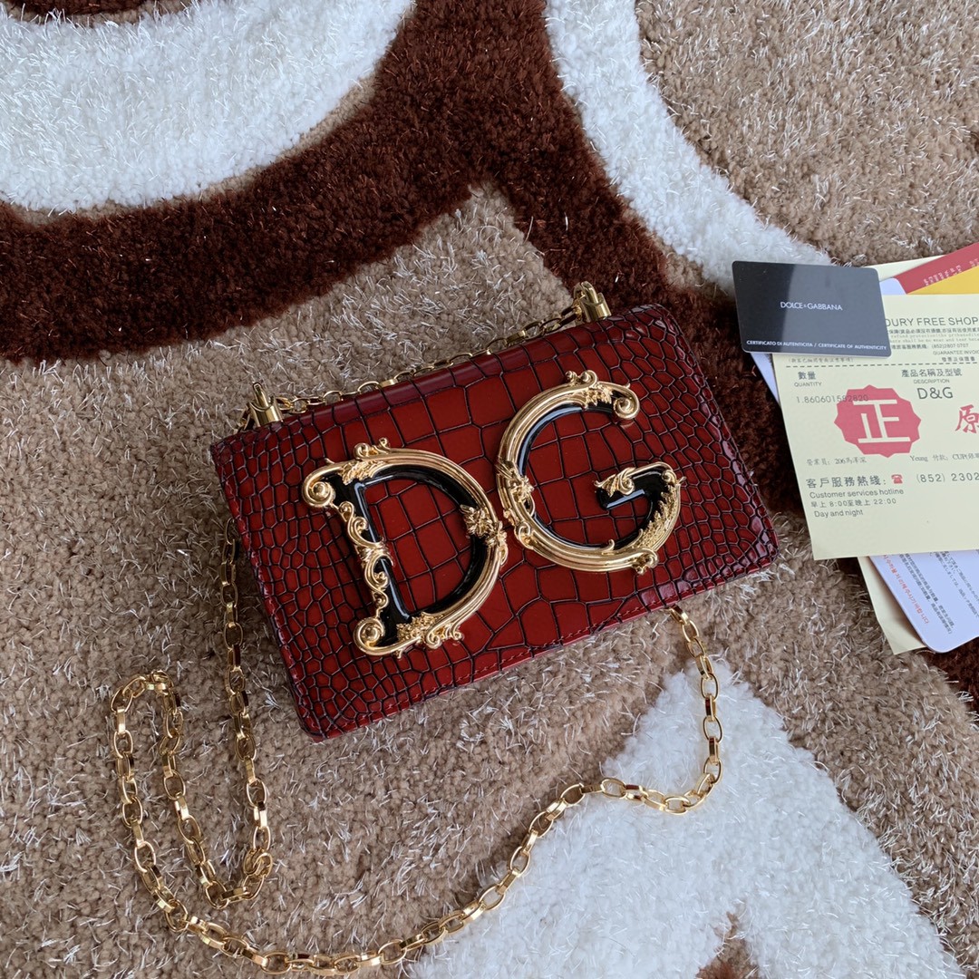 Dolce & Gabbana DG Girls CrossBody Bag Burgundy For Women 8.3in/21cm DG