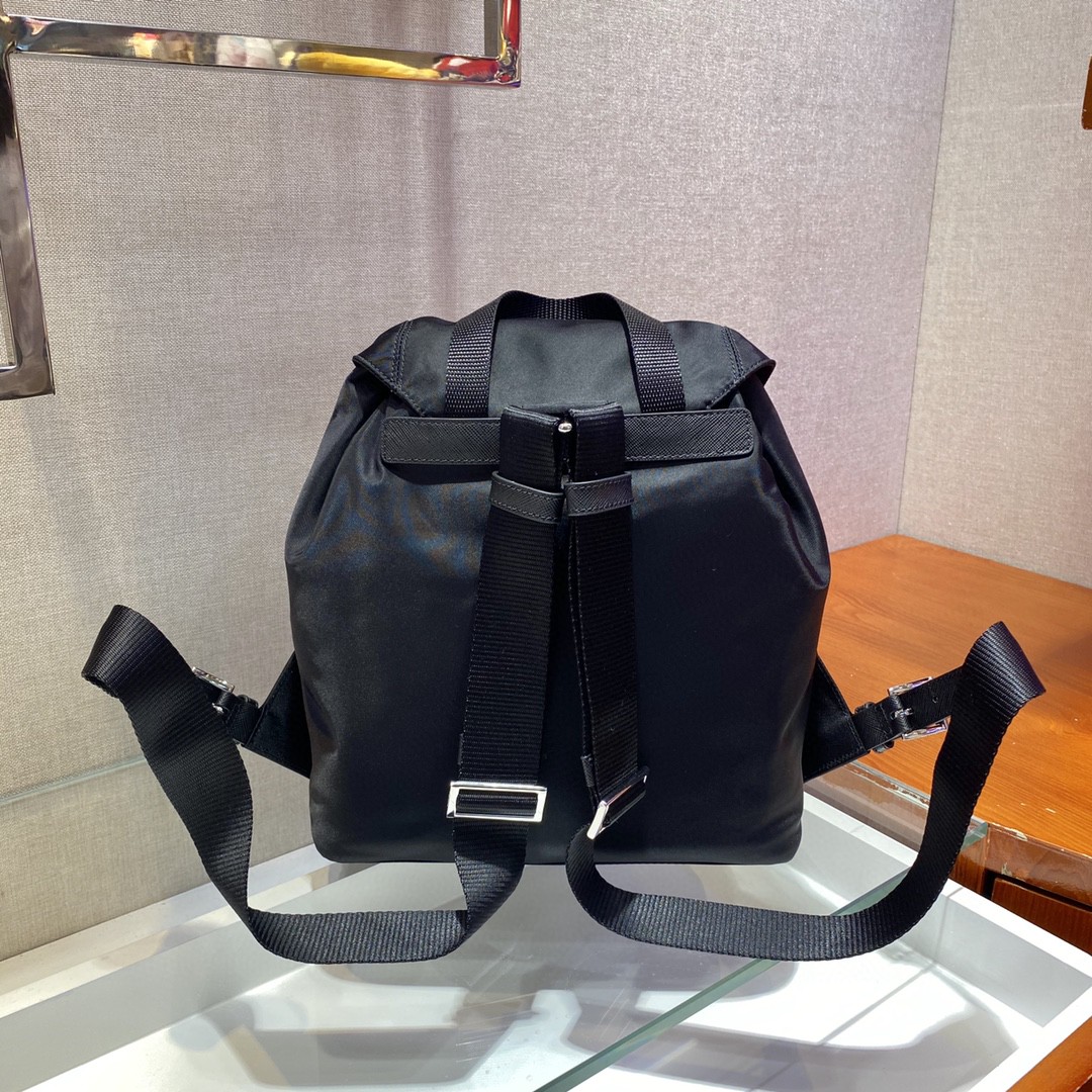 Pra*a Small Re-Nylon Backpack Black For Women, Women’s Bags 11in/28cm 1BZ677_RV44_F0002_V_OOO