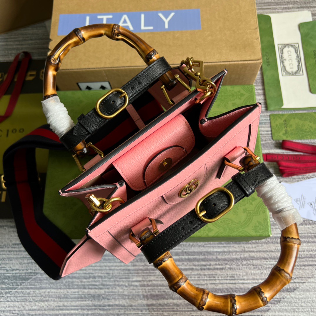 [True-to-ORIGINAL] Gvc*1 Diana Mini Tote Bag Pink For Women, Women’s Bags 7.9in/20cm GG ‎702732 U3ZDT 5479