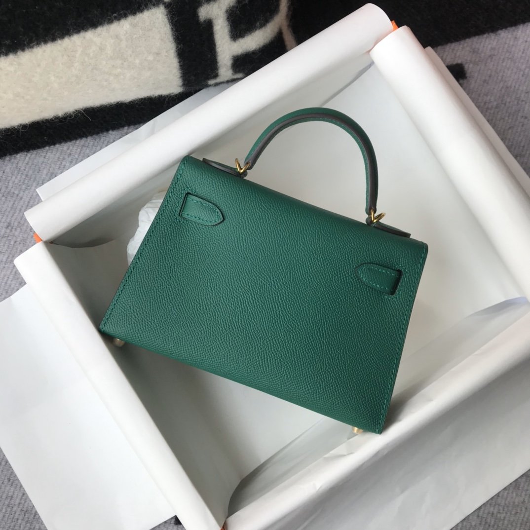 H**me5 Kelly 19 Green With Gold Toned Hardware Bag For Women, Women’s Handbags, Shoulder Bags 7.5in/19cm
