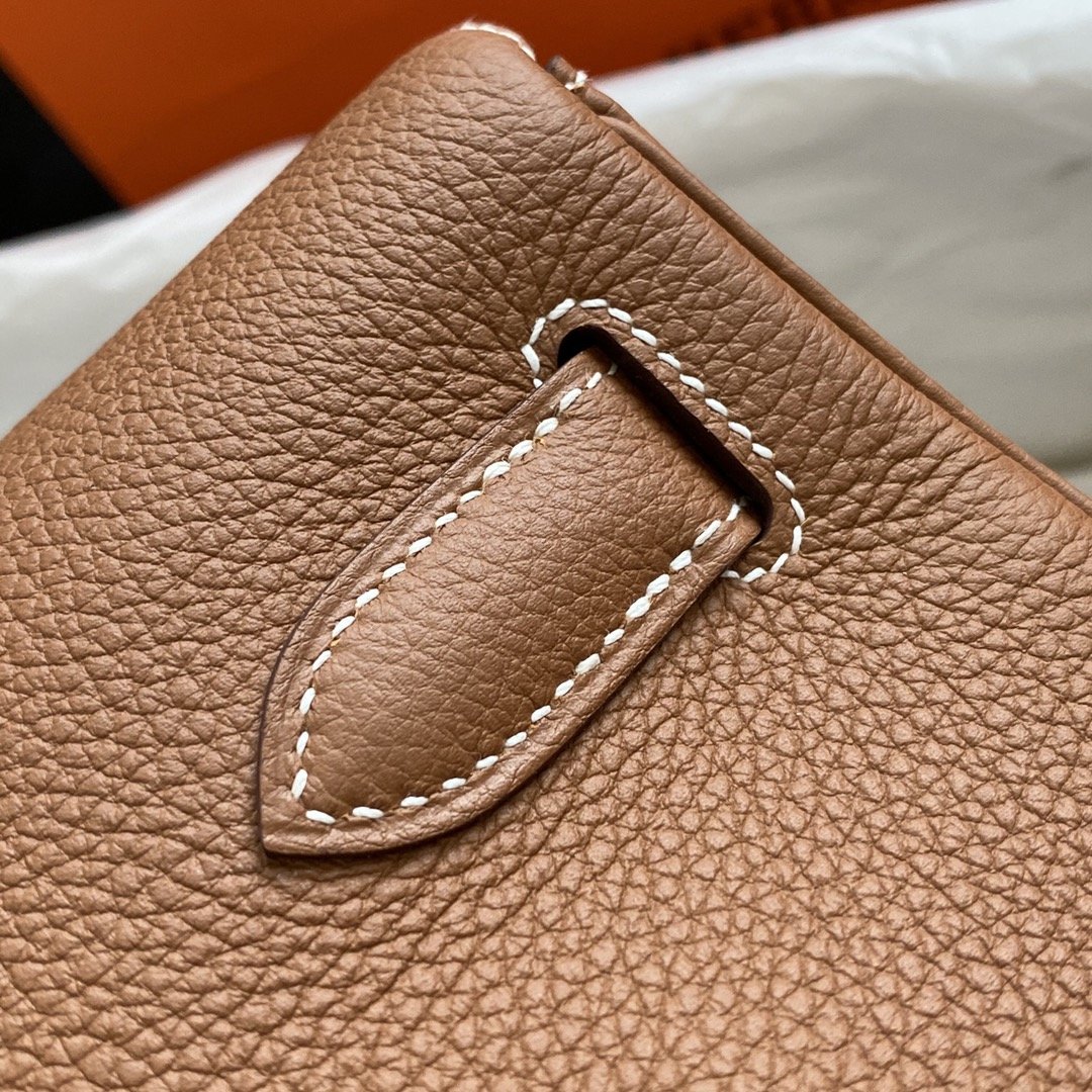 H**me5 Shoulder Kelly CK37 Brown For Women Gold Color Hardware 16.5in/42cm