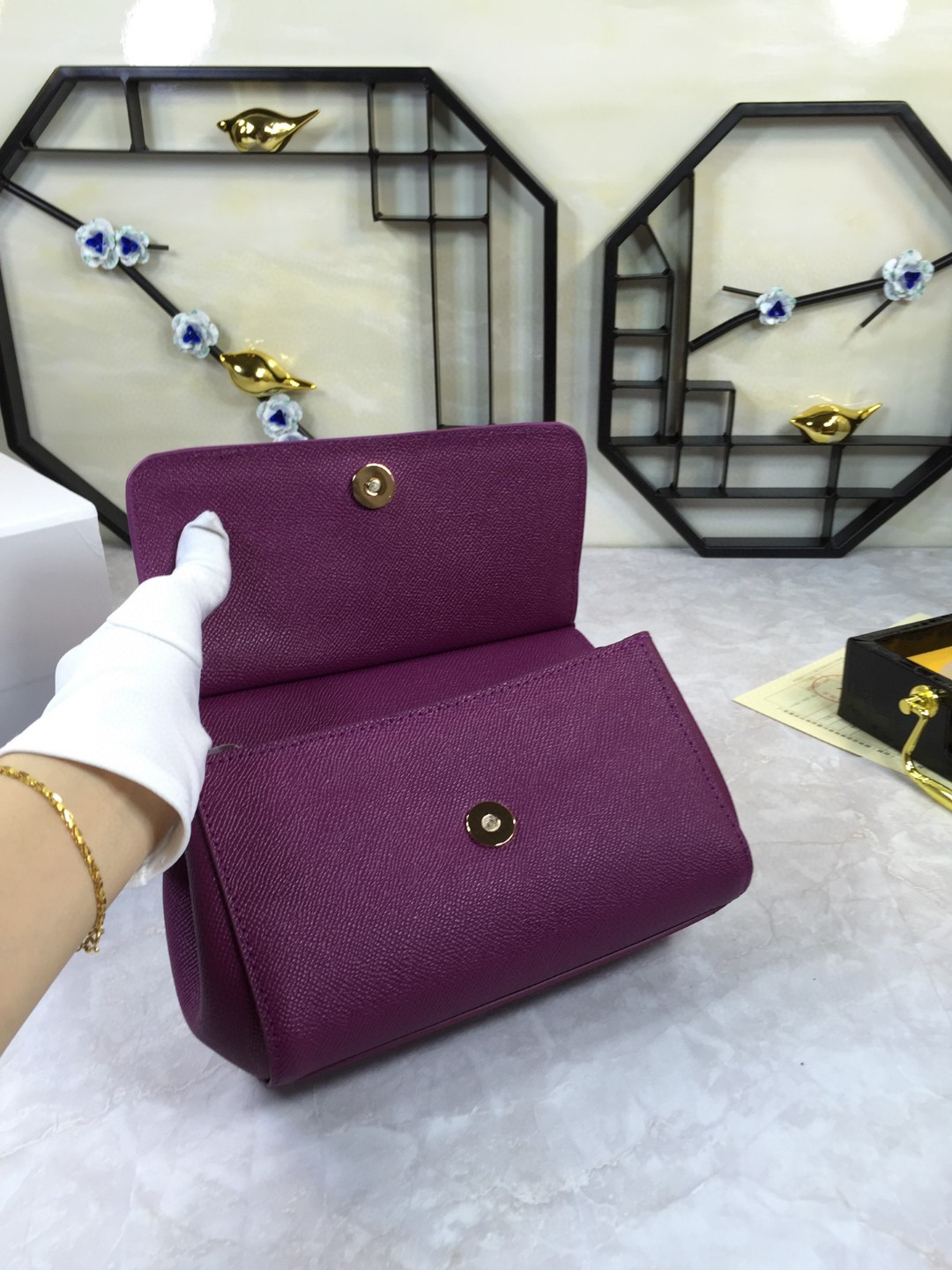 Dolce & Gabbana Medium Sicily Handbag In Dauphine Violet For Women 10.2in/26cm DG
