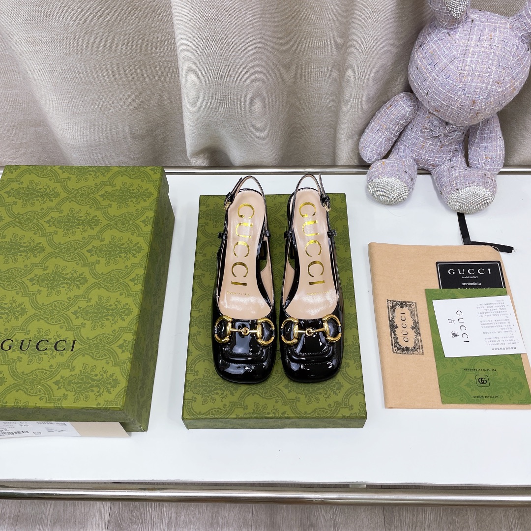 Gvc*1 Women’s Mid-Heel Slingback With Horsebit Black For Women GG 643892 BNC00 1000