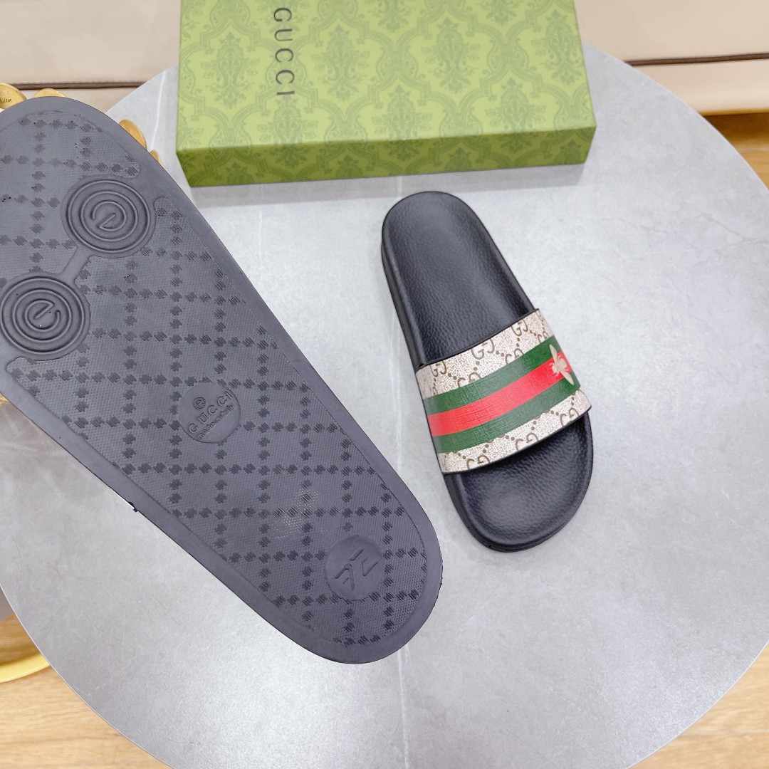 Gvc*1 Women’s GG Slide Sandal With Bee Web Black For Women 407345