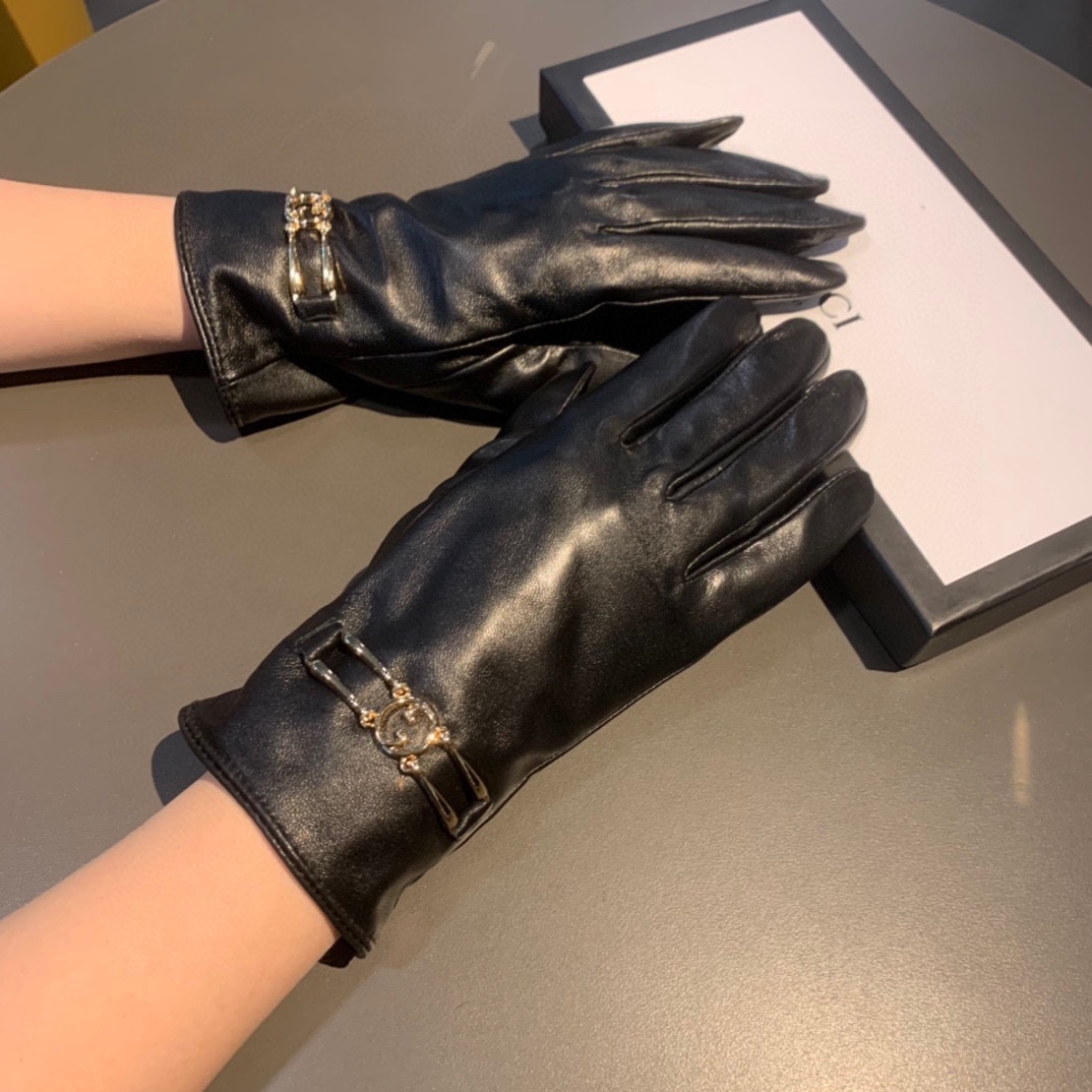 Gvc*1 Gloves With Signature Double G Motif In Black