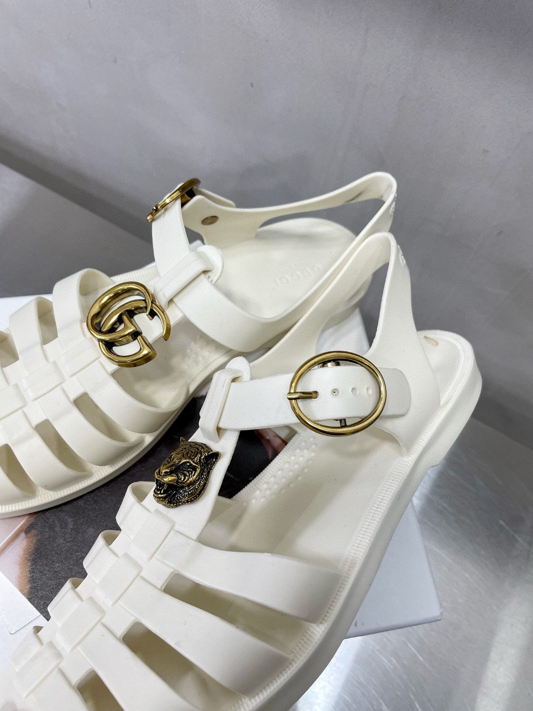Gvc*1 Men’s Rubber Buckle Strap Sandal White For Men 463463