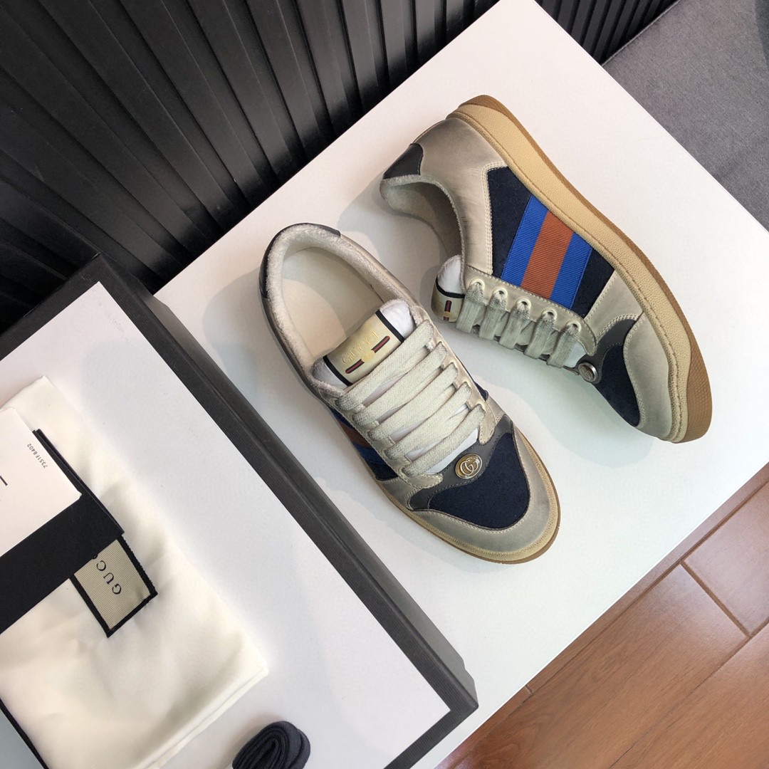 Gvc*1 Women’s GG Screener Distressed White Blue For Women 546551 99W20 4368