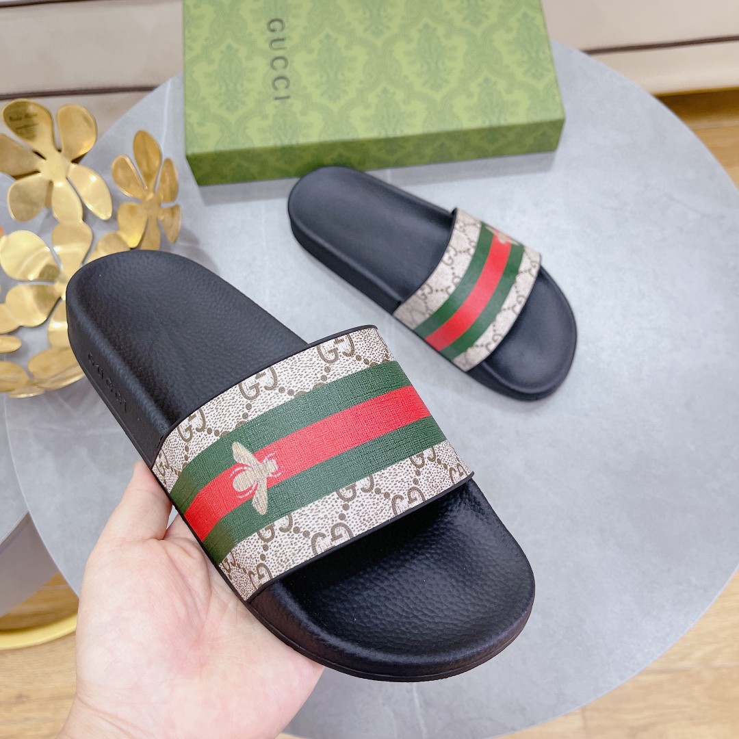 Gvc*1 Women’s GG Slide Sandal With Bee Web Black For Women 407345
