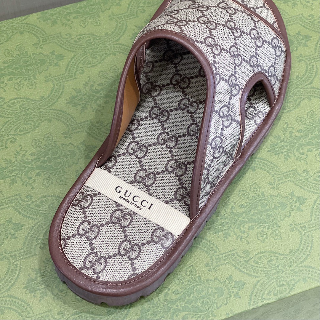 Gvc*1 Men’s GG Svp*me Slide Sandal Brown And Beige For Men ‎624879 96G60 9762
