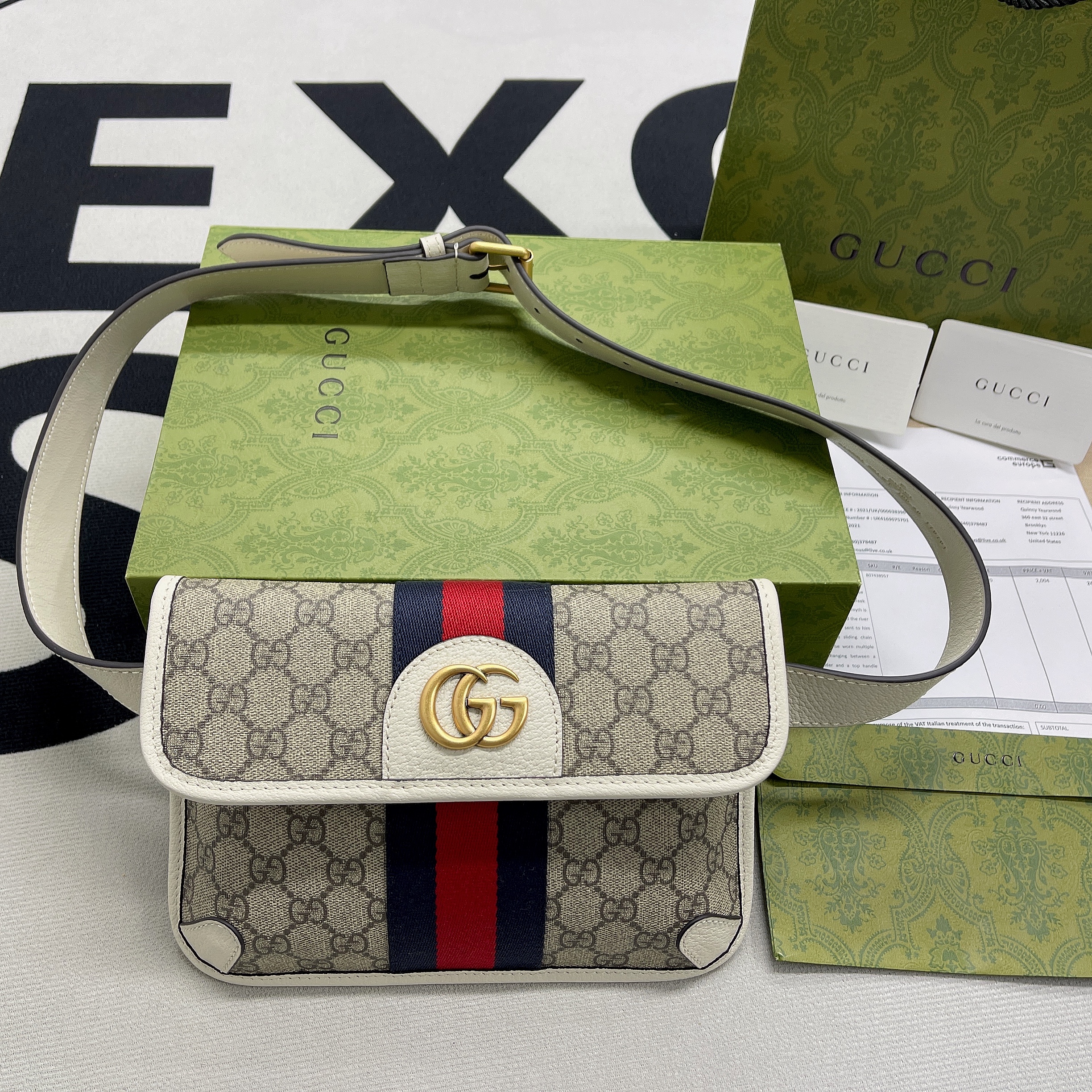 Gvc*1 Ophidia Belt Bag Beige And Ebony GG Svp*me Canvas, A Material With Low Environmental Impact For Men  8.7in/22cm GG 674081 96IWT 9794
