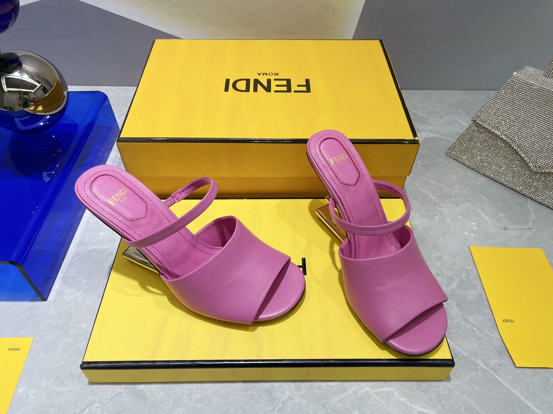 F**di First Dark Pink High-Heeled Sandals For Women