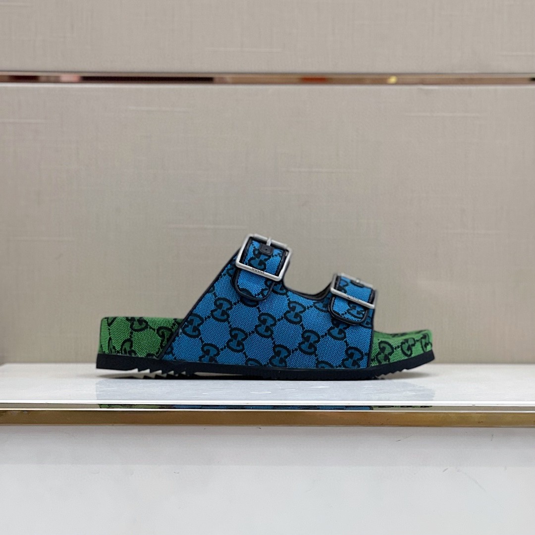 Gvc*1 Men’s Slide Sandal With Straps Blue And Green For Men 658020 2HK60