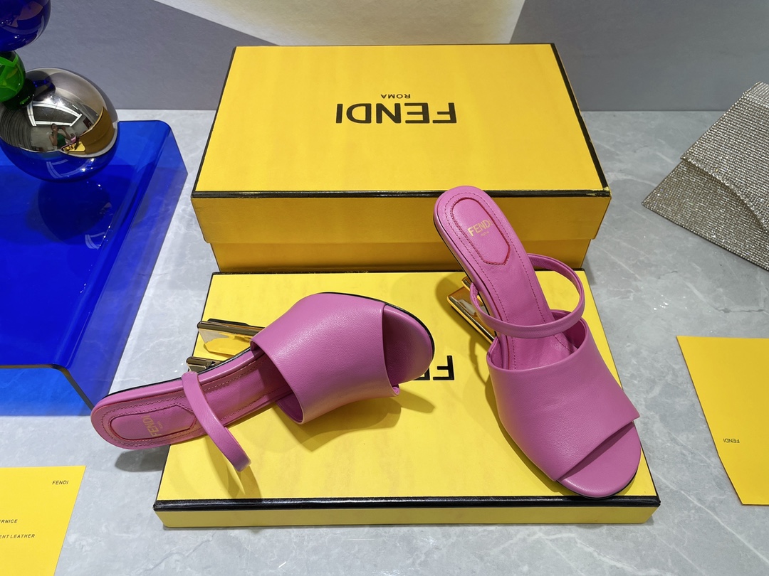 F**di First Dark Pink High-Heeled Sandals For Women