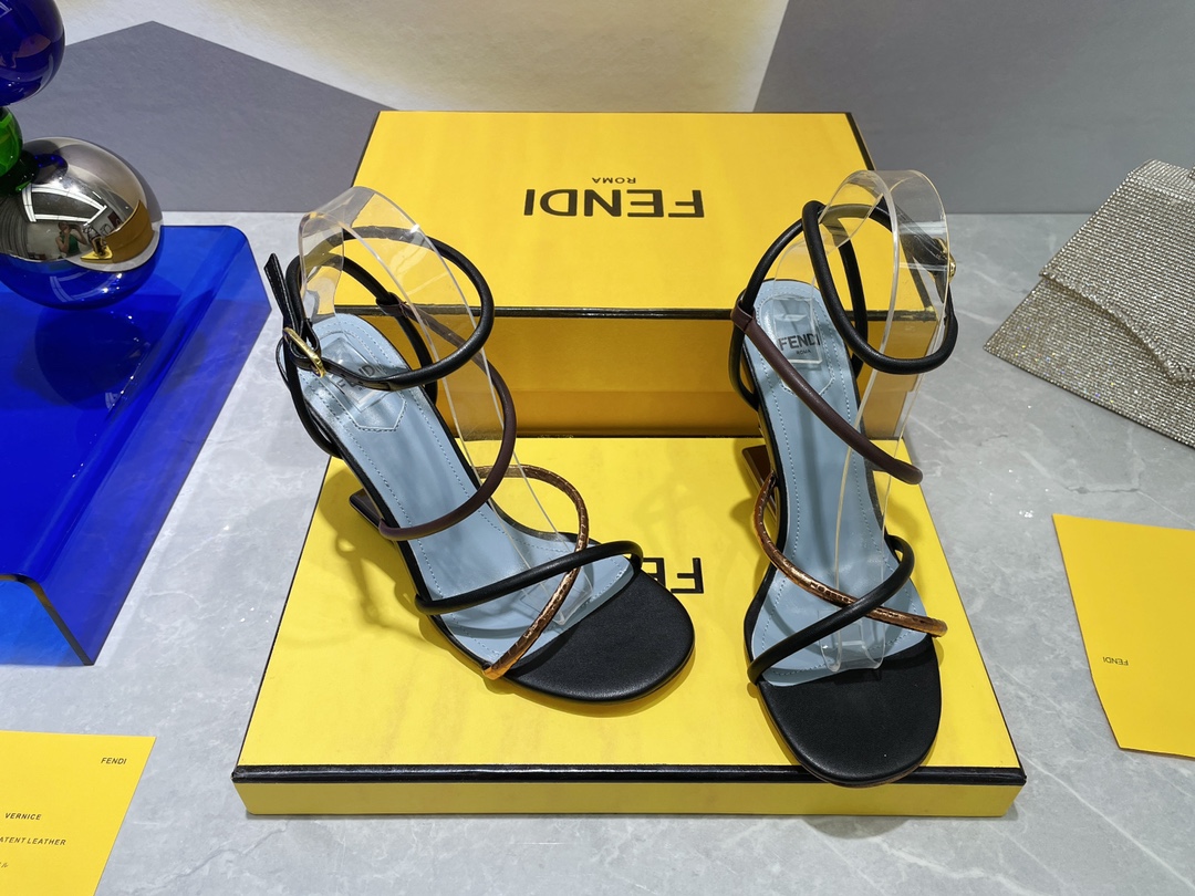 F**di First Brown Nappa High-Heeled Sandals For Women 8X8274AHIUF1H0L