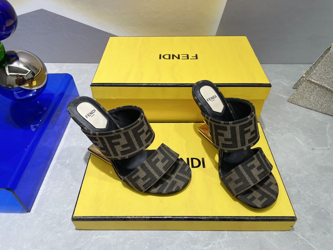F**di First Brown High-Heeled Sandals For Women