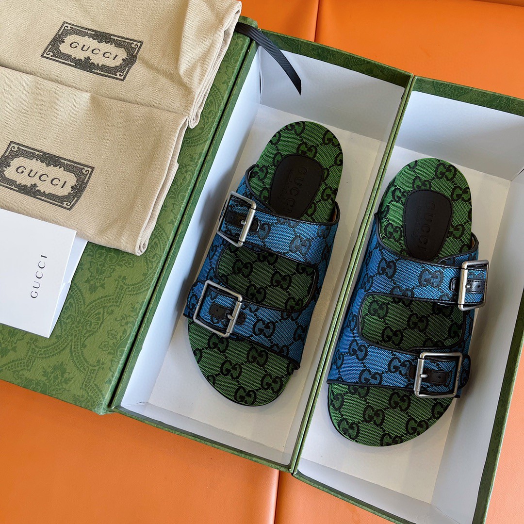 Gvc*1 Men’s Slide Sandal With Straps Blue And Green For Men 658020 2HK60