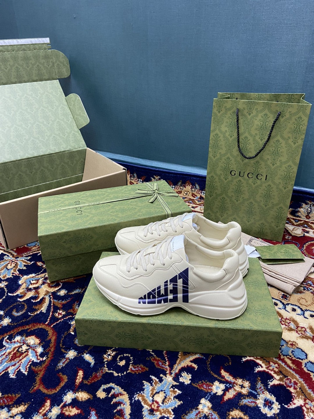 Gvc*1 Women’s Rhyton Sneakers With Lemon Gvc*1 White Ivory For Women ‎684899 DRW00 9522