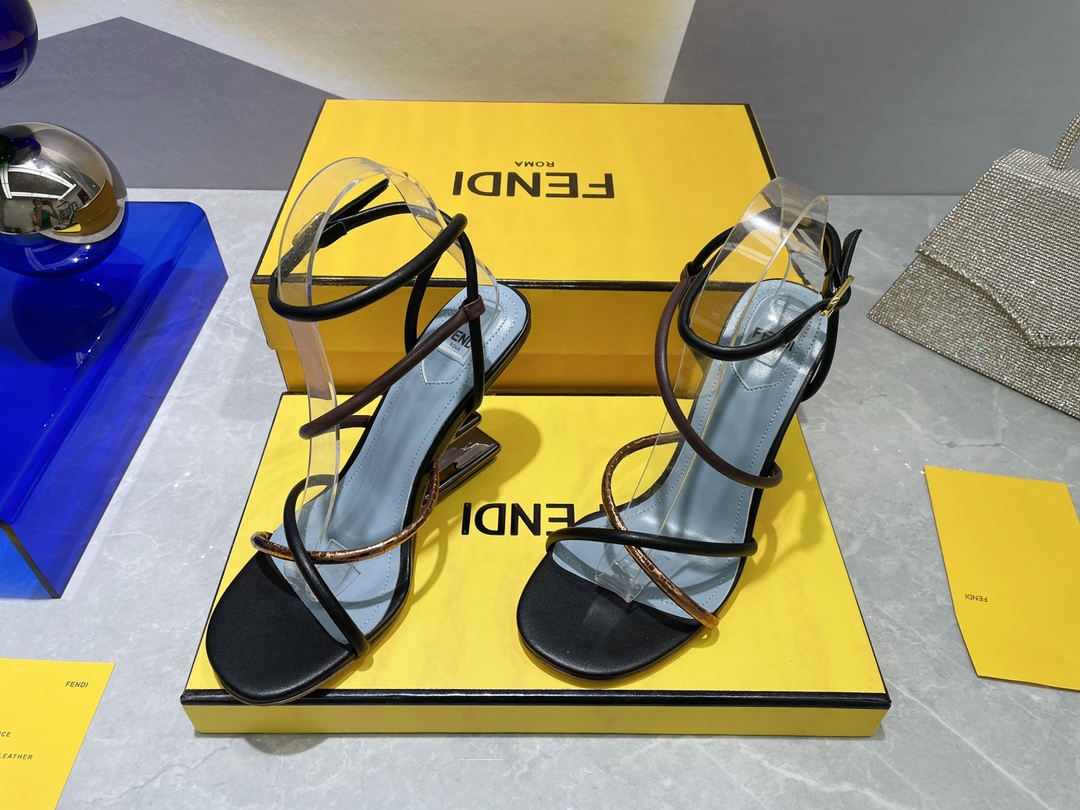 F**di First Brown Nappa High-Heeled Sandals For Women 8X8274AHIUF1H0L