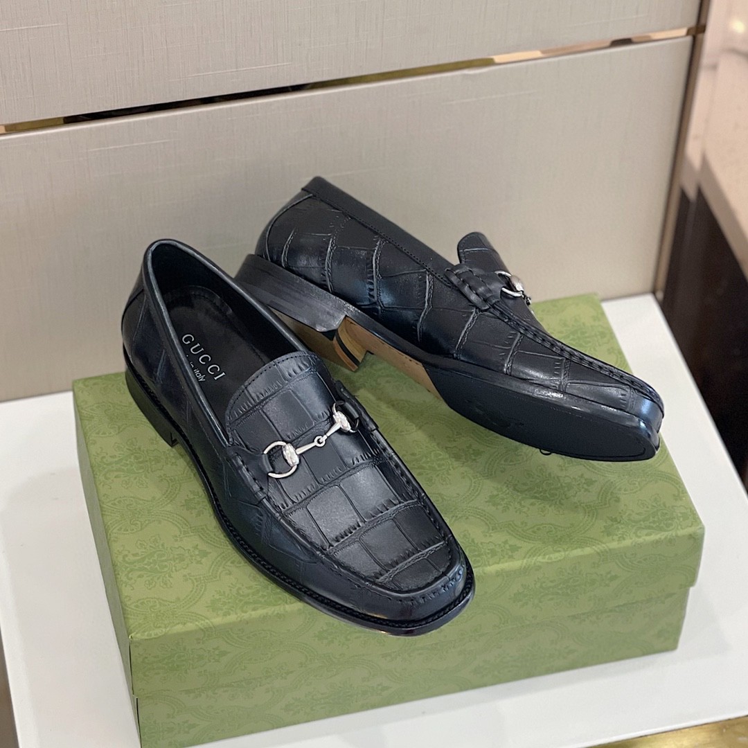 Gvc*1 Men’s 1953 Horsebit Crocodile Loafer Black For Men 644724
