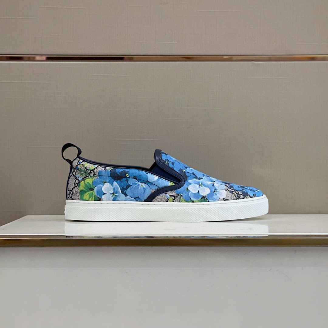Gvc*1 Men’s GG Svp*me Canvas Slip-On Blue Flowers For Men 546152 KU2E0 8471