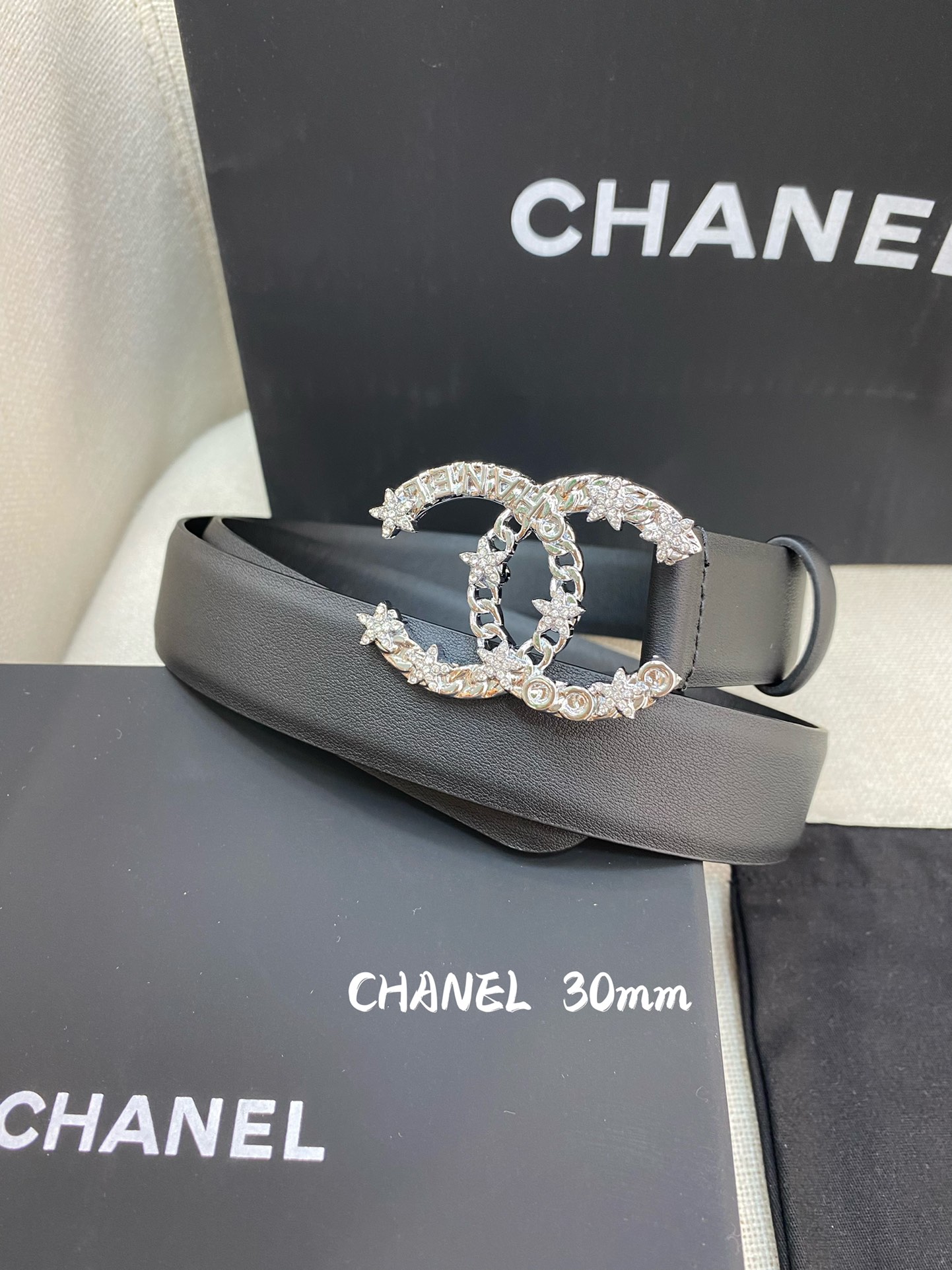 Ch**el Belt With Double C Buckle Black Women Belt