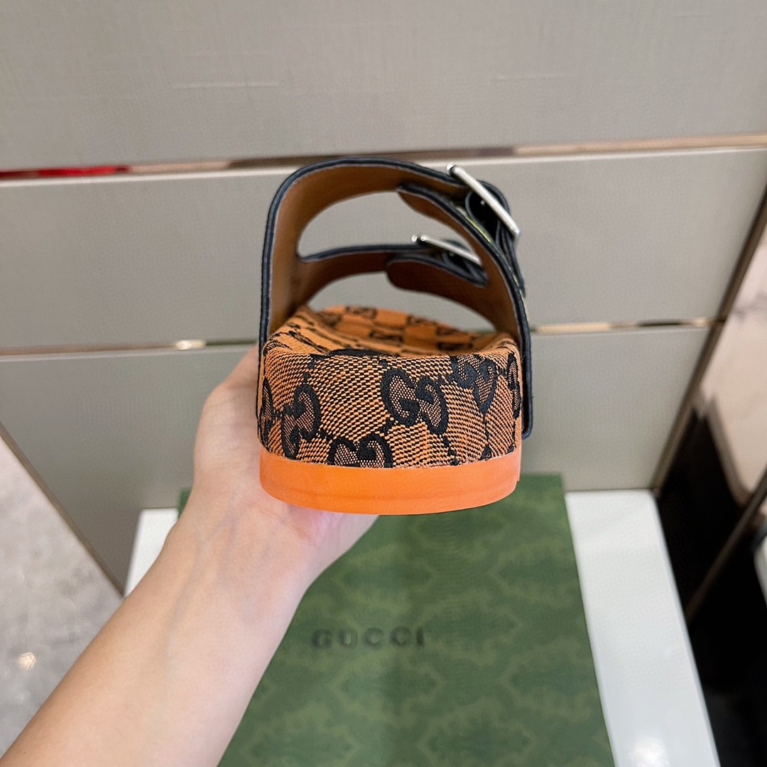 Gvc*1 Men’s Slide Sandal With Straps Orange And Green For Men 658020 2HK60