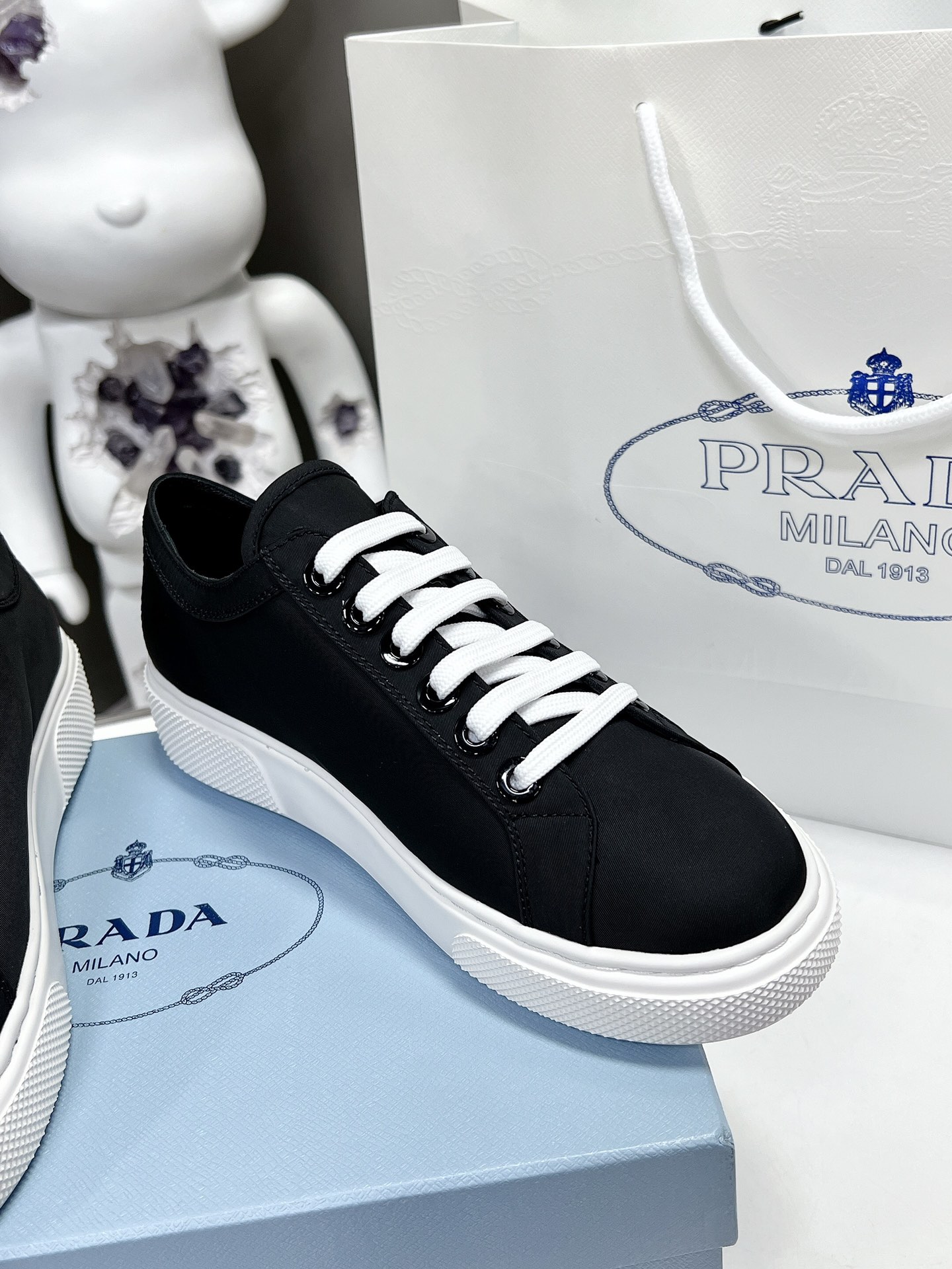 Pra*a Macro Re-Nylon And Brushed Sneakers Black For Women 1.2in/30mm PRD