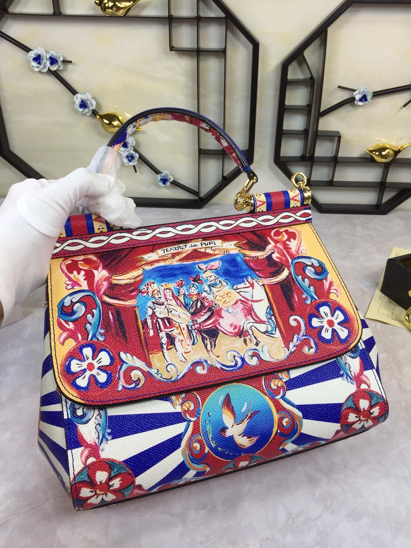 Dolce & Gabbana 90s Sicily Bag With Logo Print Multicolor For Women 10.2in/26cm DG
