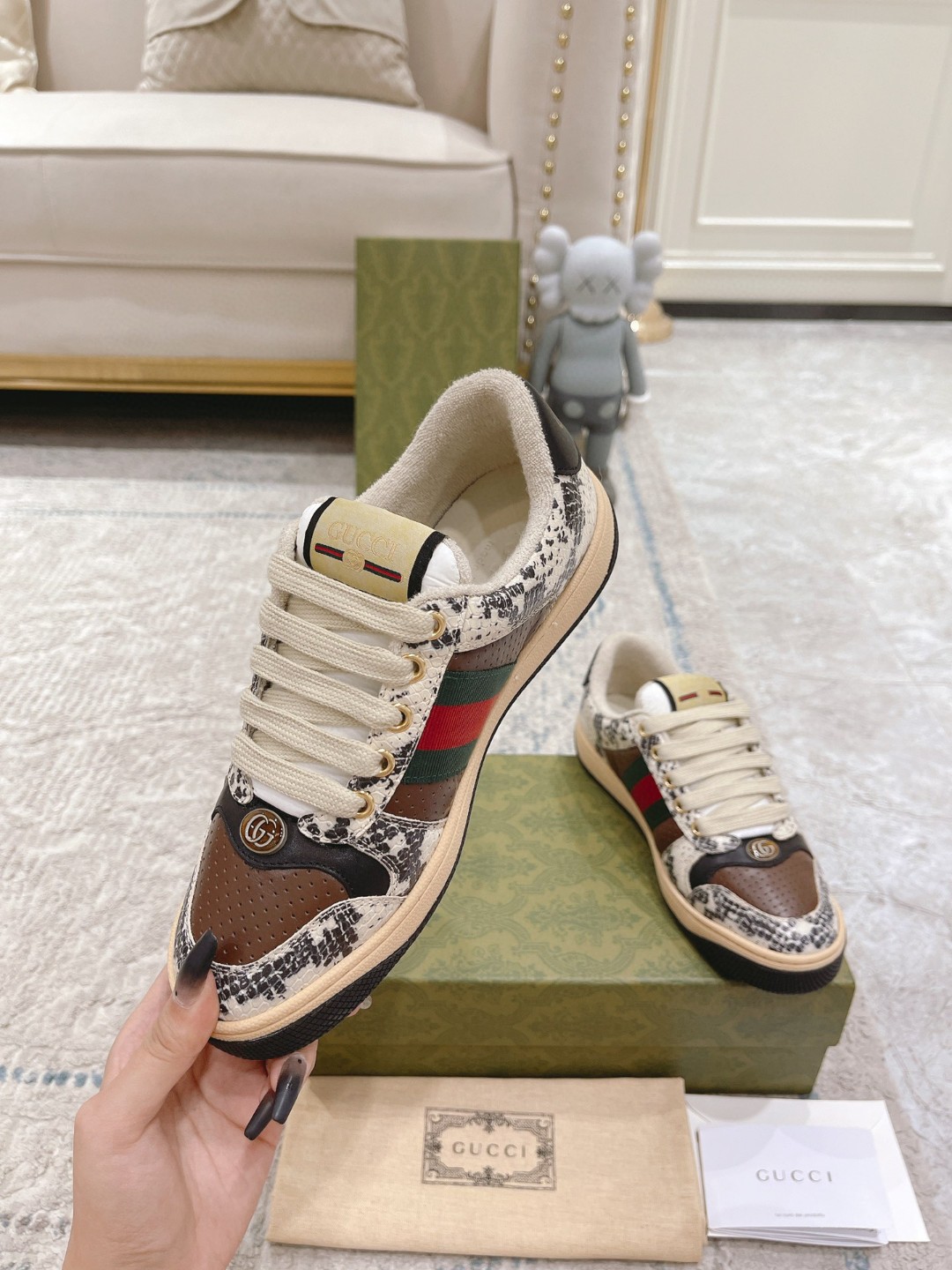 Gvc*1 Screener Python-Effect Beige For Men GG Shoes 1496599