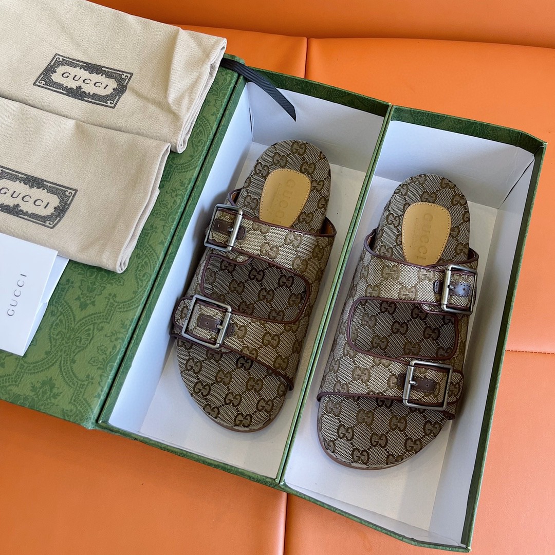 Gvc*1 Men’s Slide Sandal With Straps Beige And Ebony For Men 658020 2HK60 9791