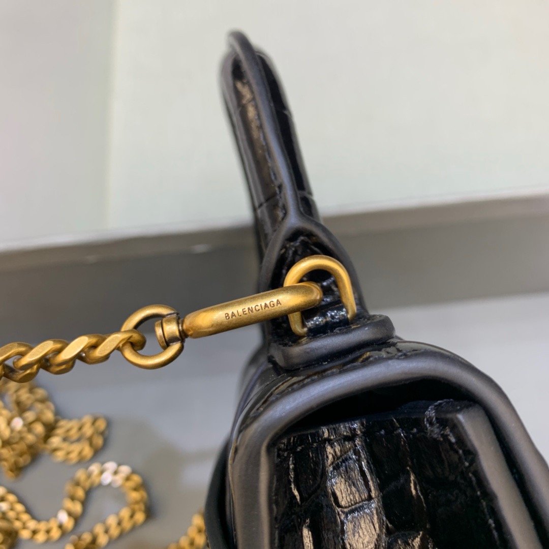 Ba1en*iaga Hourglass Mini Handbag With Chain In Black, For Women, Women’s Bags 4.7in/12cm