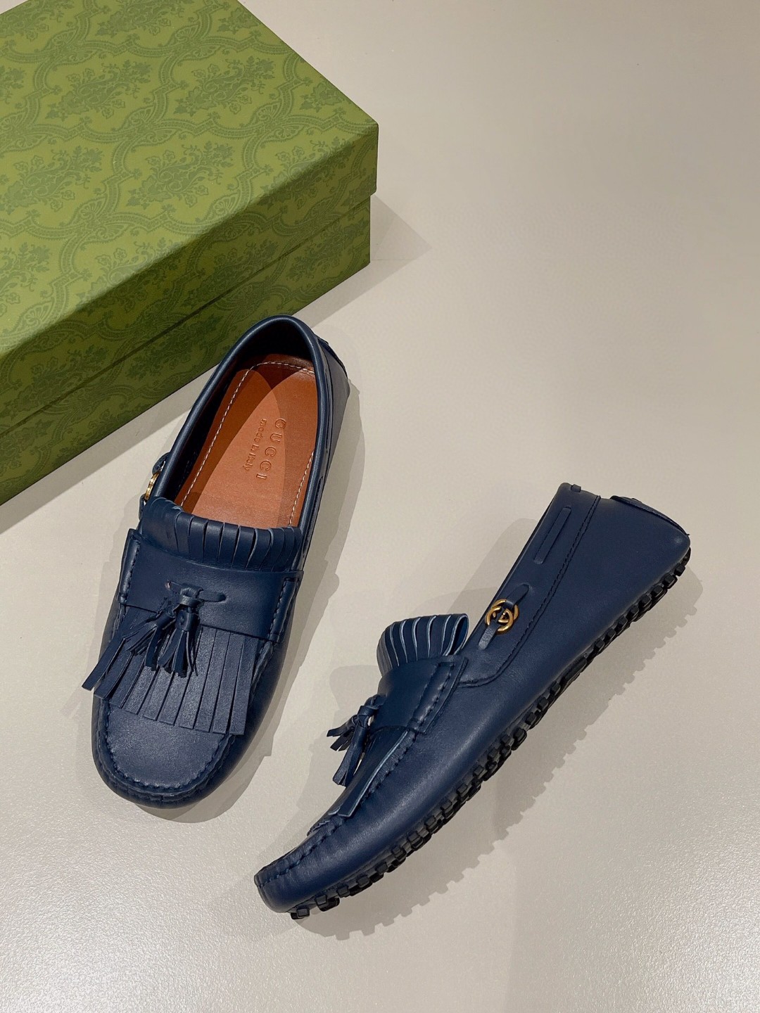 Gvc*1 Men’s Loafer With Driver Interlocking G Blue For Men 624699