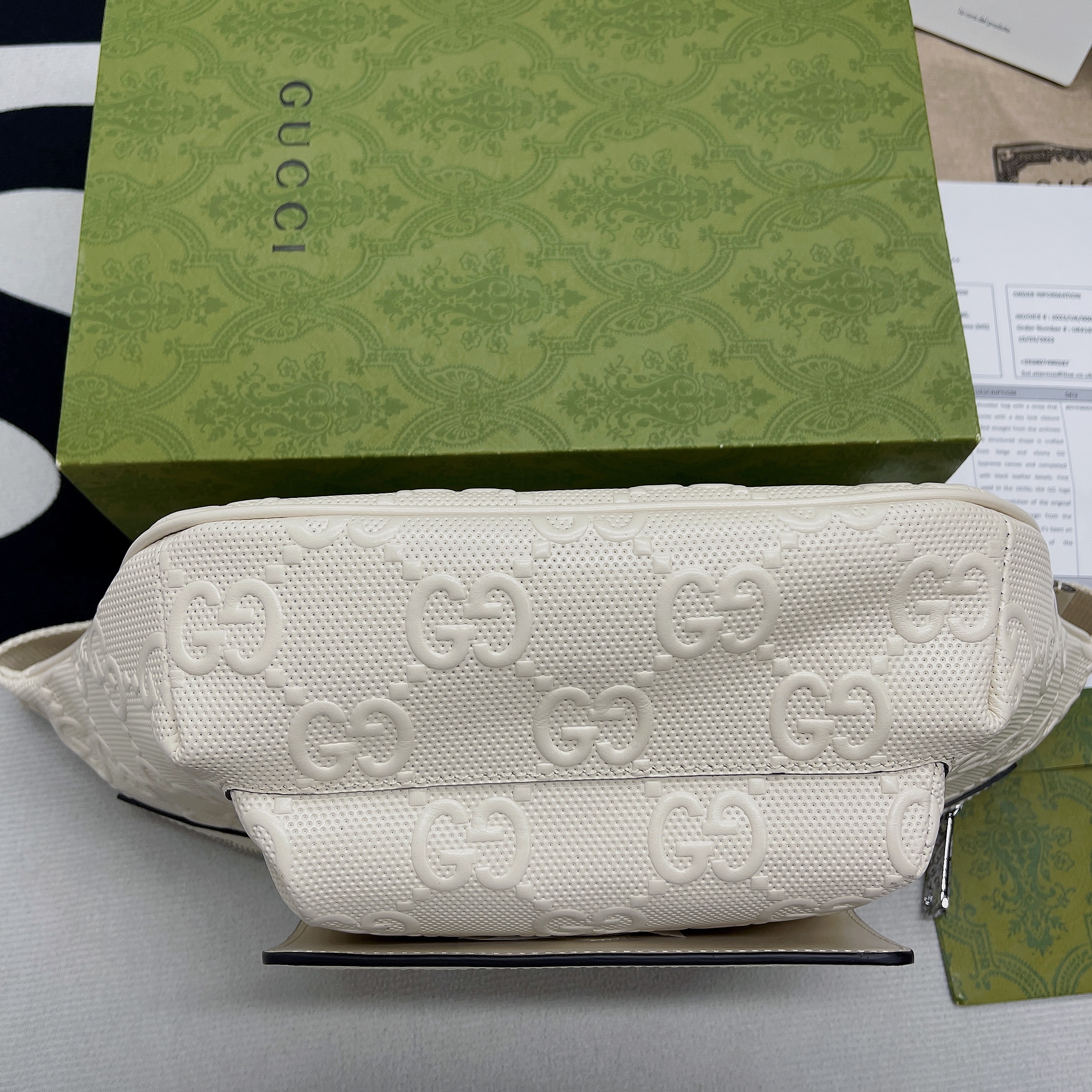Gvc*1 GG Embossed Belt Bag White GG Embossed For Men  11in/28cm GG