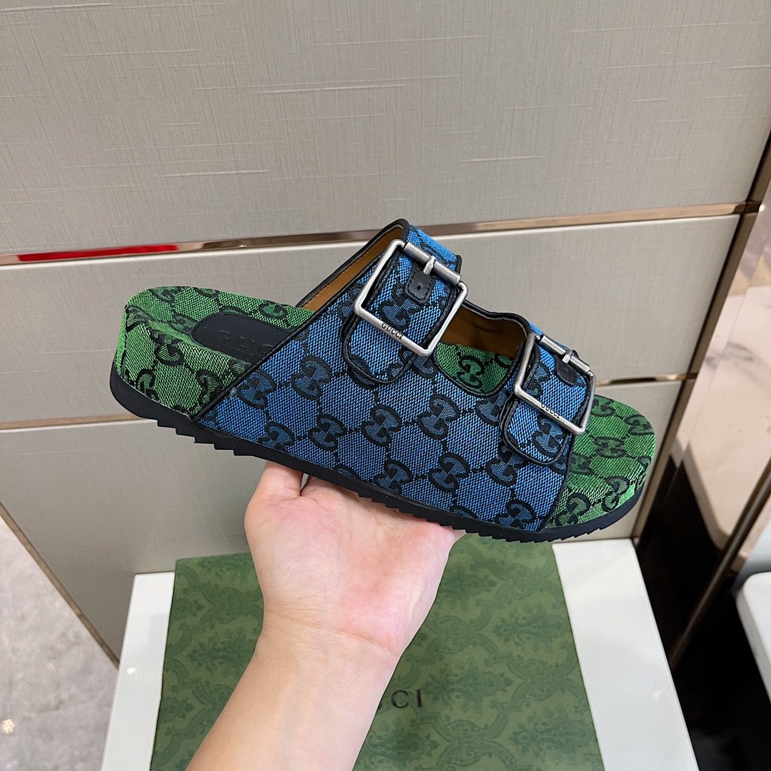 Gvc*1 Men’s Slide Sandal With Straps Blue And Green For Men 658020 2HK60