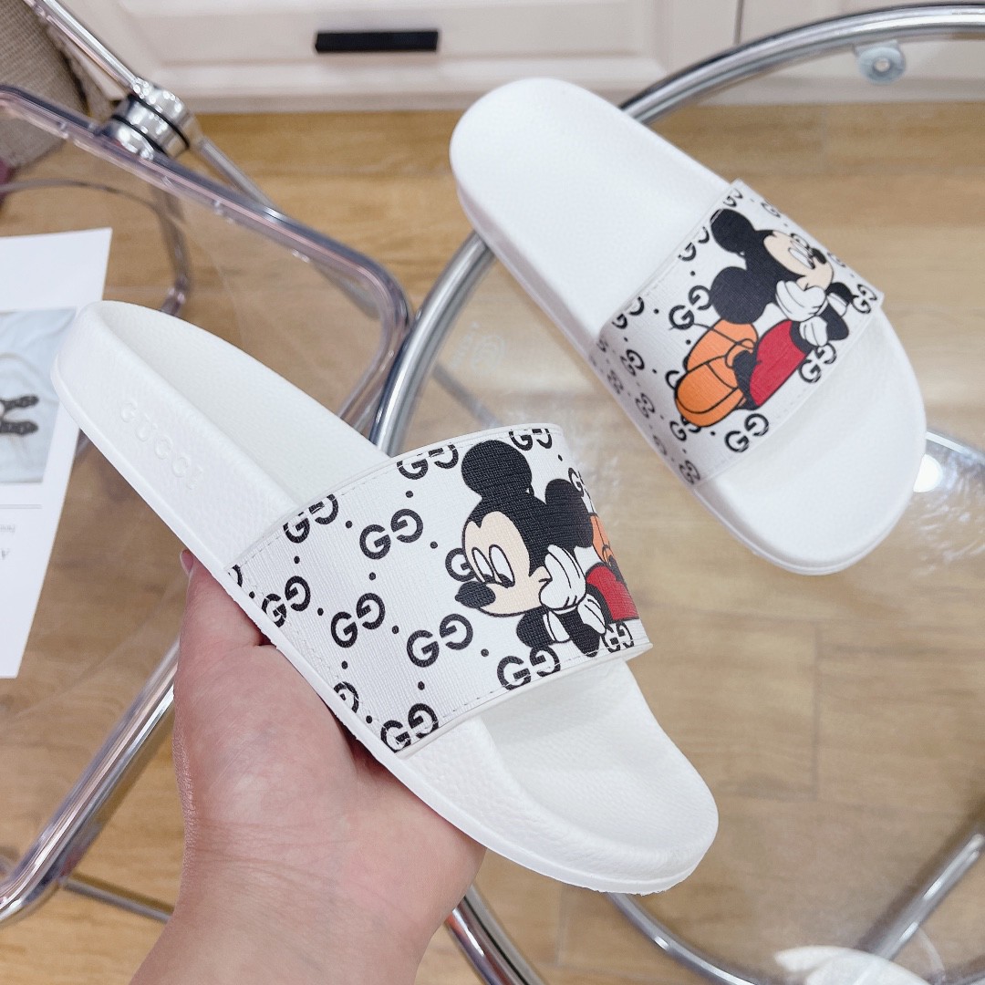 Gvc*1 Women’s GG Slide Sandal With Mickey Mouse White For Women 407345