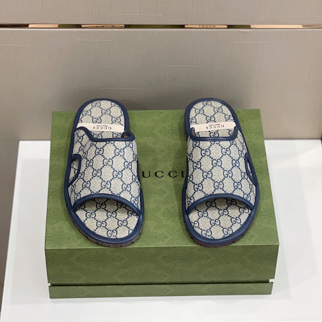 Gvc*1 Men’s GG Svp*me Slide Sandal Blue And Beige For Men ‎624879
